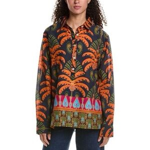 Jude Connally Orange and Green Patterned Button Down Shirt